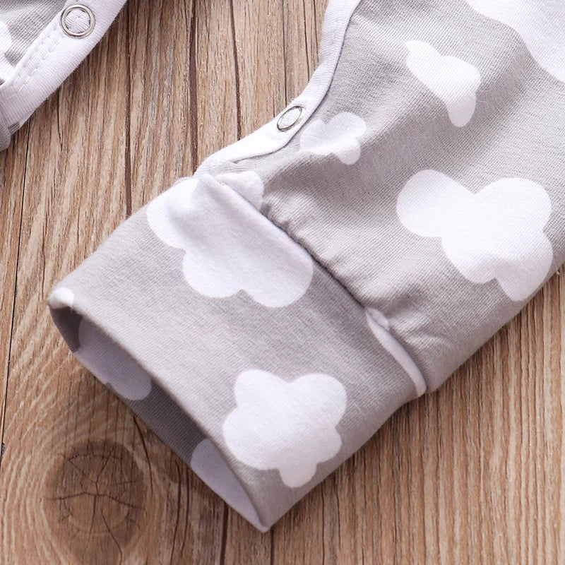 Newborn Baby Boys Romper Infant Clothes Gray Clouds