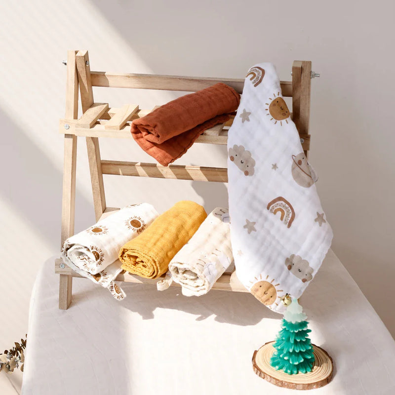 Bamboo Bliss: 5-Piece Organic Cotton Baby Face Towels